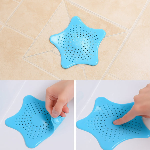Star Shape Suction Cup Kitchen Bathroom Sink Drain Strainer Hair Stopper Filter, Star Shaped Sink Filter Bathroom Hair Catcher, Drain Strainers Cover Trap Basin (1 Pc)